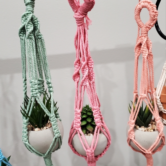 Hand made macrame mini plants with hanger - Picture 1 of 5